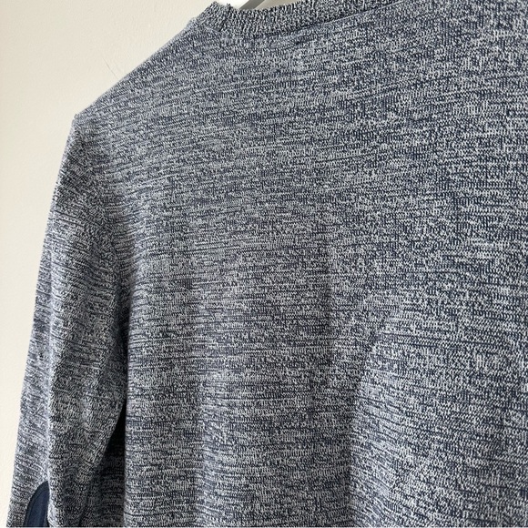 Topshop Topman Blue Heathered Elbow Patch Long Sleeve Shirt Sweater Crew Neck - Picture 14 of 14